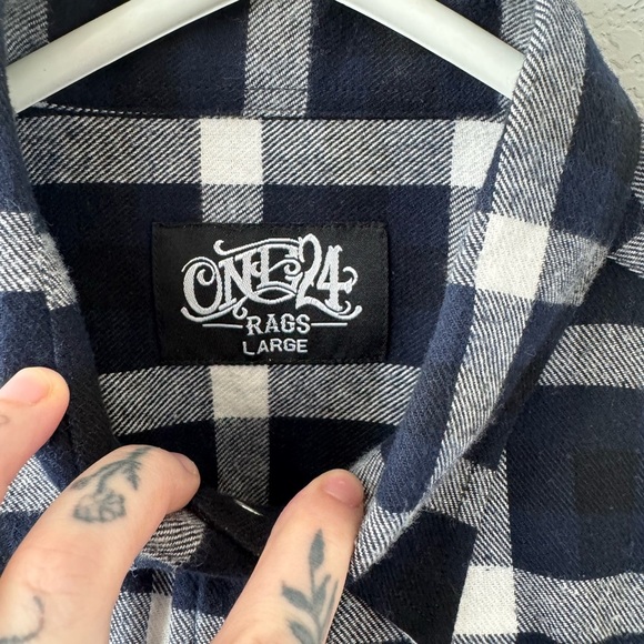 Plaid Button Down Shirt - Black and White - Picture 3 of 3